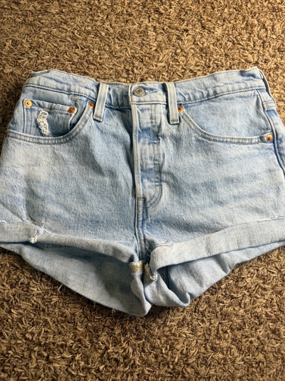 Levi’s 501 Cutoff Shorts W27 Light Wash High Rise‎ Distressed Denim
